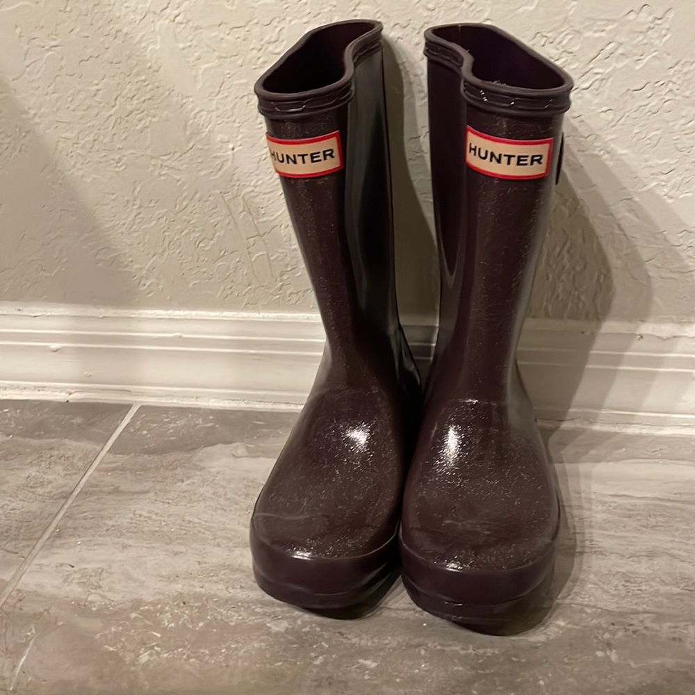 HUNTER BOOTS — kids purple glitter size 12